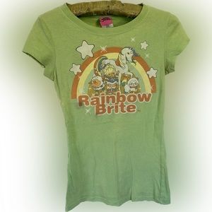 Vintage 80s Rainbow Brite Tee Green XS XXS Juniors